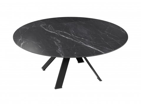 Table ronde céramique extensible effet marbre noir JULIE