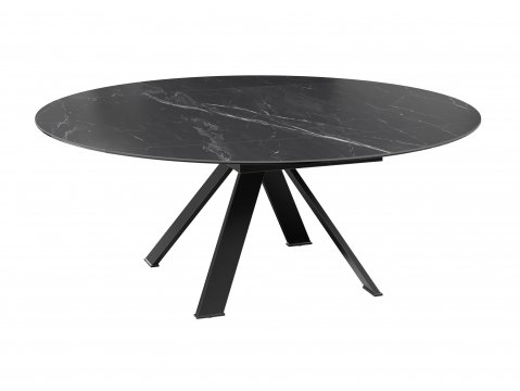 Table ronde céramique extensible effet marbre noir JULIE