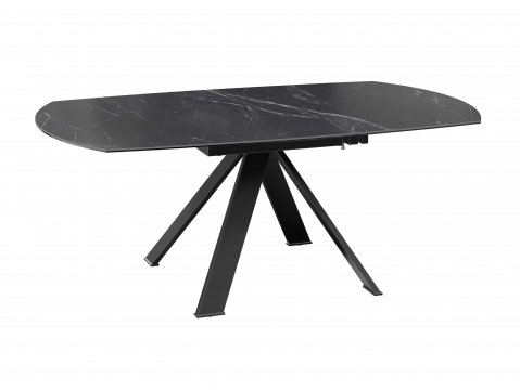 Table ronde céramique extensible effet marbre noir JULIE