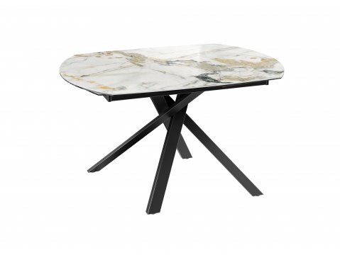 Table céramique effet marbre avec allonges KHEOPS