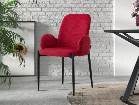 Chaise fauteuil moderne en tissu VALENTINE-Rouge