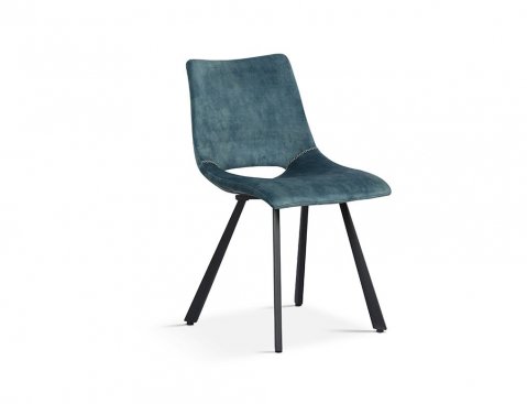 Lot de 2 chaises bleues pétrole velours design JANEL