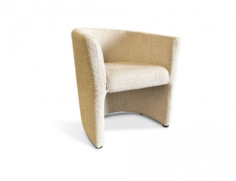 Fauteuil cabriolet tissu teddy beige scandinave LEO