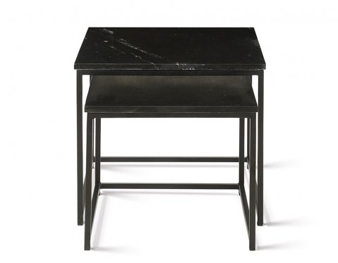 Table basse gigogne carrée design noir en marbre et métal DENIZ