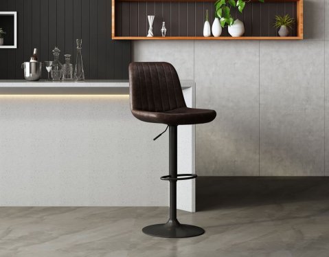 Lot de 2 Chaises de bar réglables matelassées marron LAGOS