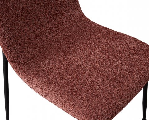 Lot de 2 chaises modernes tissu bouclé rose et pieds métal ASTRID
