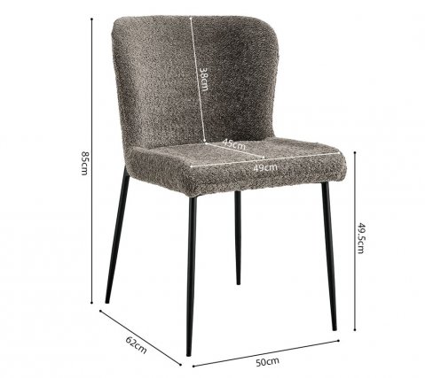Lot de 2 chaises modernes en tissu teddy taupe ELIN