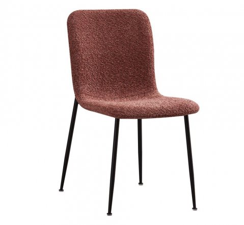 Lot de 2 chaises modernes tissu bouclé rose et pieds métal ASTRID