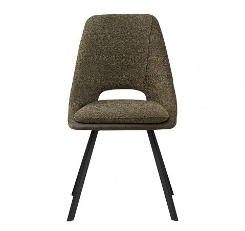 Lot de 2 chaises modernes en tissu teddy vert et simili cuir SOHO