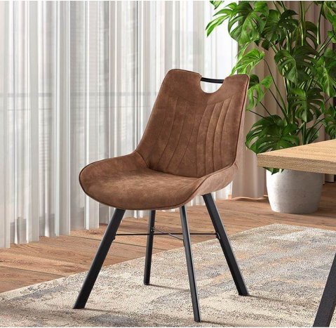 Lot de 2 chaises industrielles marrons avec poignée SPURS