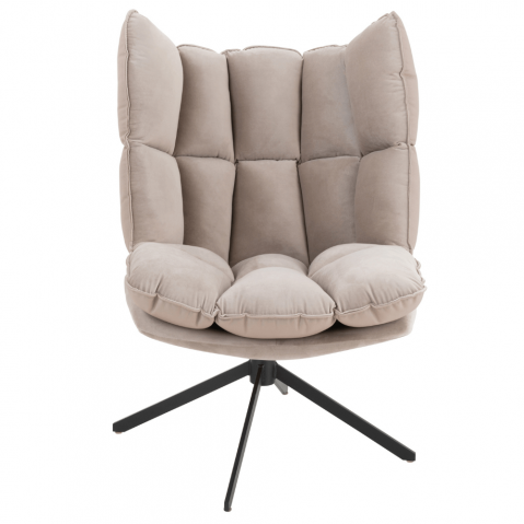 Fauteuil pivotant réversible velours et simili cuir gris clair JEY