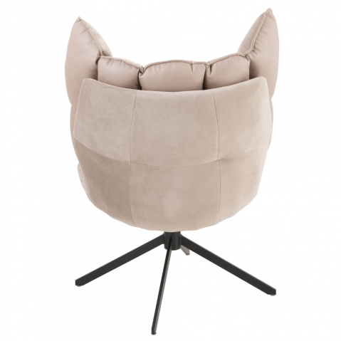 Fauteuil pivotant réversible velours et simili cuir gris clair JEY