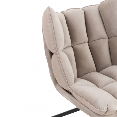 Fauteuil pivotant réversible velours et simili cuir gris clair JEY