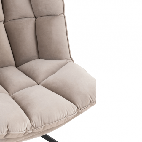 Fauteuil pivotant réversible velours et simili cuir gris clair JEY