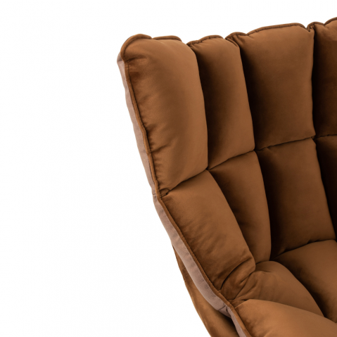 Fauteuil pivotant réversible velours et tissu marron JEY