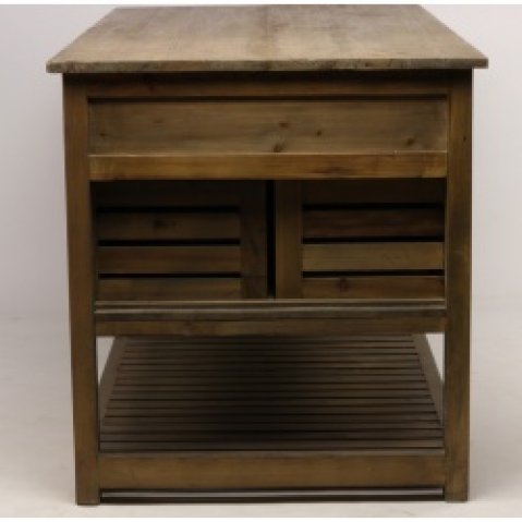 ilot en bois pin recyclé industriel MILENA