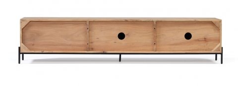 Banc TV bas scandinave bois massif portes coulissantes 180cm NICK