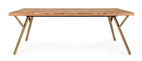 Table à manger en bois massif d'acacia 220 cm motif chevron AXEL