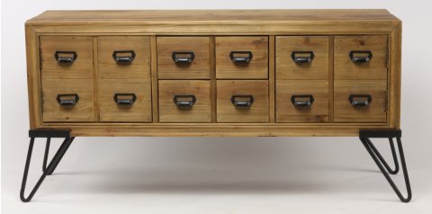 Commode industrielle bois et métal avec 12 tiroirs JOSY