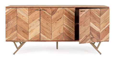 Buffet en acacia massif marqueterie moderne 160cm AXEL