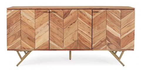 Buffet en acacia massif marqueterie moderne 160cm AXEL