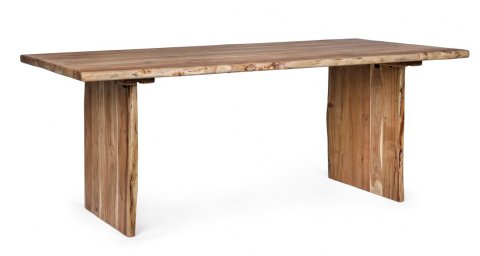 Table à manger bois massif scandinave effet tronc d'arbre TRADBORJ