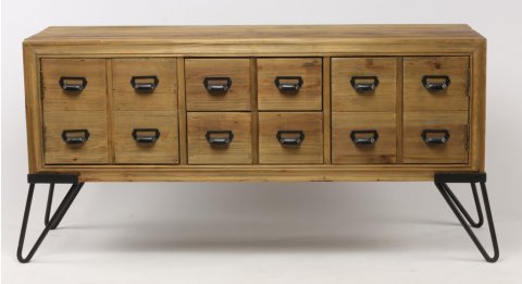 Commode industrielle bois et métal avec 12 tiroirs JOSY