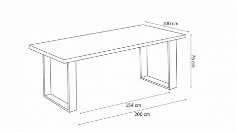 Table à manger 200 cm bois massif manguier et métal BAPTISTE