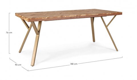Table à manger 180 cm motif chevron en bois d'acacia massif  AXEL