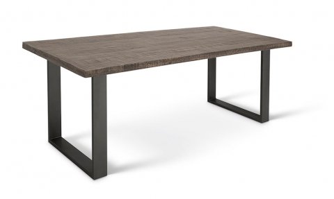 Table à manger en bois massif grisé 180 cm style industriel JEAN