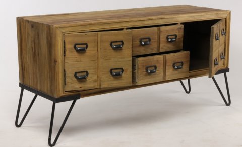 Commode industrielle bois et métal avec 12 tiroirs JOSY