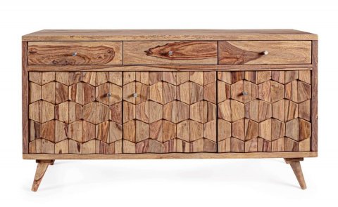 Bahut en bois massif motifs mosaïque style scandinave OSLO