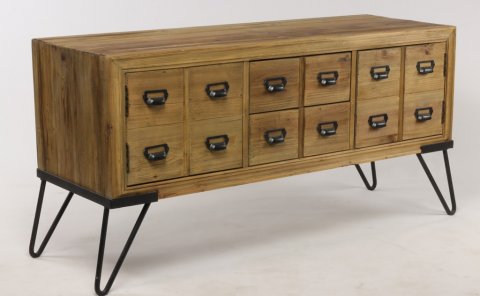 Commode industrielle bois et métal avec 12 tiroirs JOSY