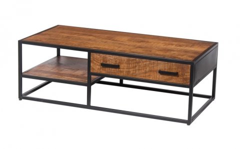 Table basse industrielle bois et métal 120cm OLIVIA