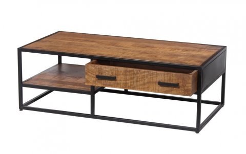 Table basse industrielle bois et métal 120cm OLIVIA