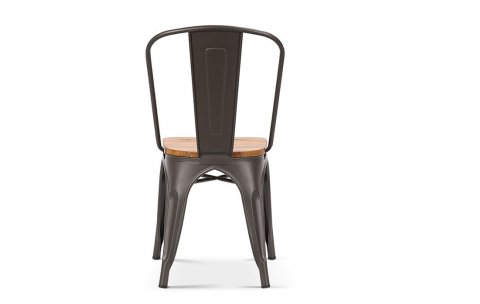 Lot de 4 chaises en metal industrielle avec assise en bois clair RETRO