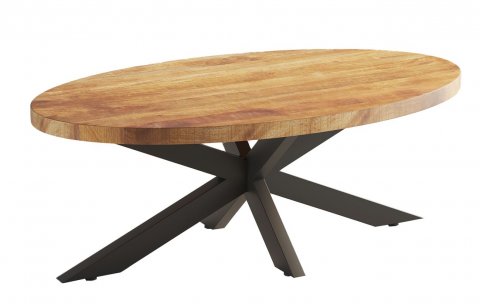 Table basse ovale industrielle bois et métal 130cm CALVI