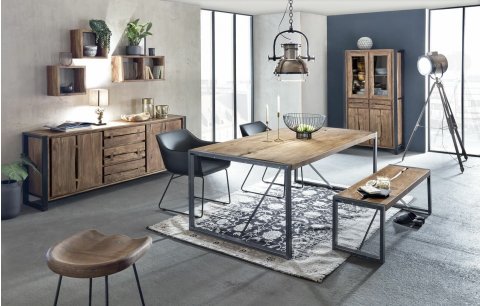 Buffet style industriel bois massif et métal MONTANA