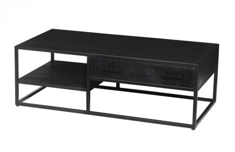 Table basse moderne bois noir et métal 120cm OLIVIA