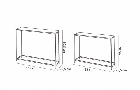 Set de 2 consoles gigognes métal noir et or moderne SANA 