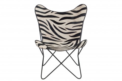 Fauteuil papillon en cuir noir et blanc ZEBRA