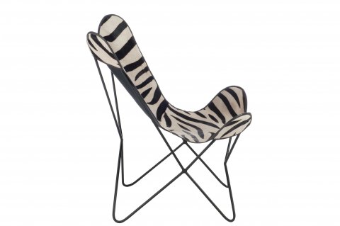 Fauteuil papillon en cuir noir et blanc ZEBRA