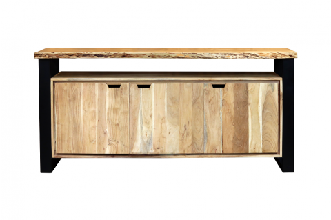 Buffet industriel bois massif d'acacia effet tronc 180cm LOUANE 