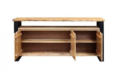 Buffet industriel bois massif d'acacia effet tronc 180cm LOUANE 