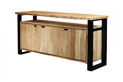Buffet industriel bois massif d'acacia effet tronc 180cm LOUANE 