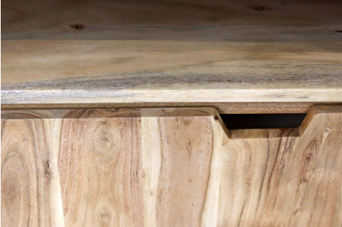 Buffet industriel bois massif d'acacia effet tronc 180cm LOUANE 