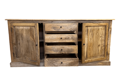 Buffet bois massif 4 tiroirs et 2 portes 190cm VICTOIRE