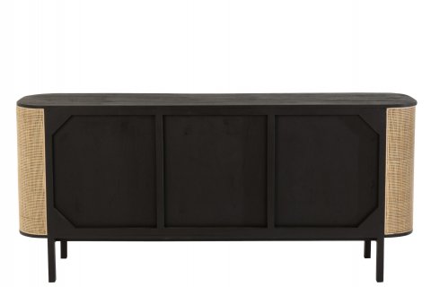 Buffet exotique 3 portes en bois noir et rotin SAVANA