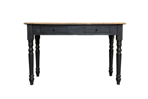 Console noire en bois massif 2 tiroirs 120cm LOUISE