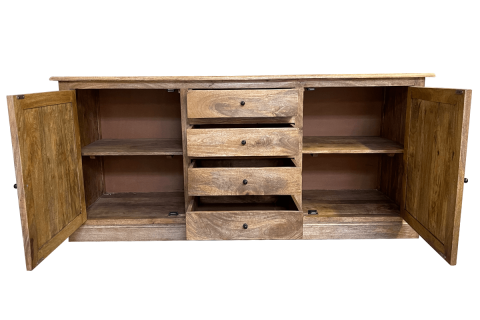 Buffet bois massif 4 tiroirs et 2 portes 190cm VICTOIRE